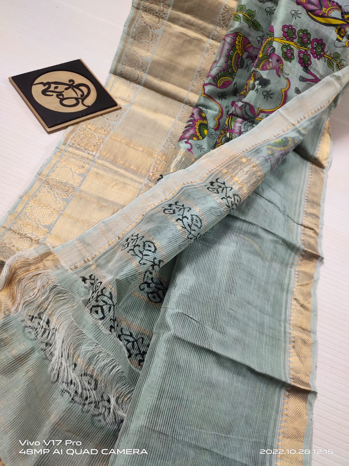 Pure manglagiri pattu floral With kanchi border sarees