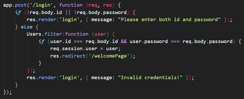 Perform a Session-based User Authentication in Express.js