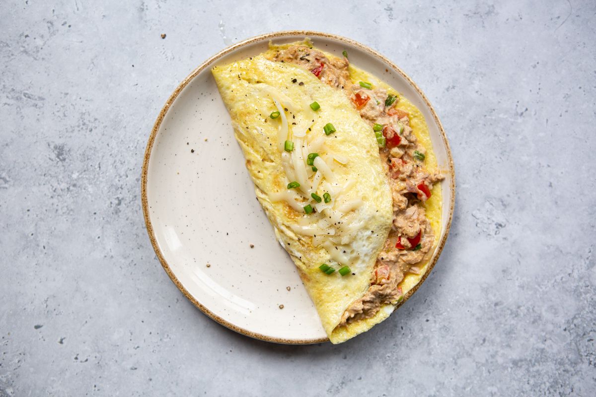 tuna omelette served on a plate