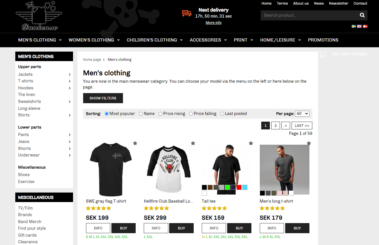 Dunken.se: Rock clothes, T-shirts and Cool Clothes Online
