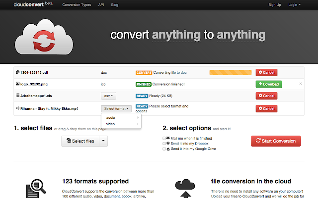 Screenshot of CloudConvert
