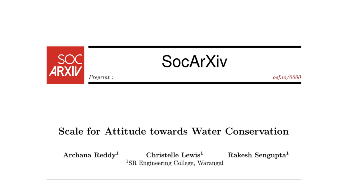 NEWS NOTES ON SUSTAINABLE WATER RESOURCESScale for Attitude towards Water Conservationhttps://drive.google.com/file/d/1HRIl0HF1Ru2IblV0rW4lfcRFT...