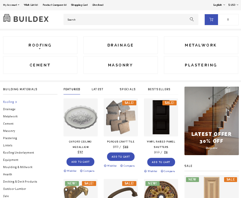 Buildex OpenCart Template building materials opencart theme