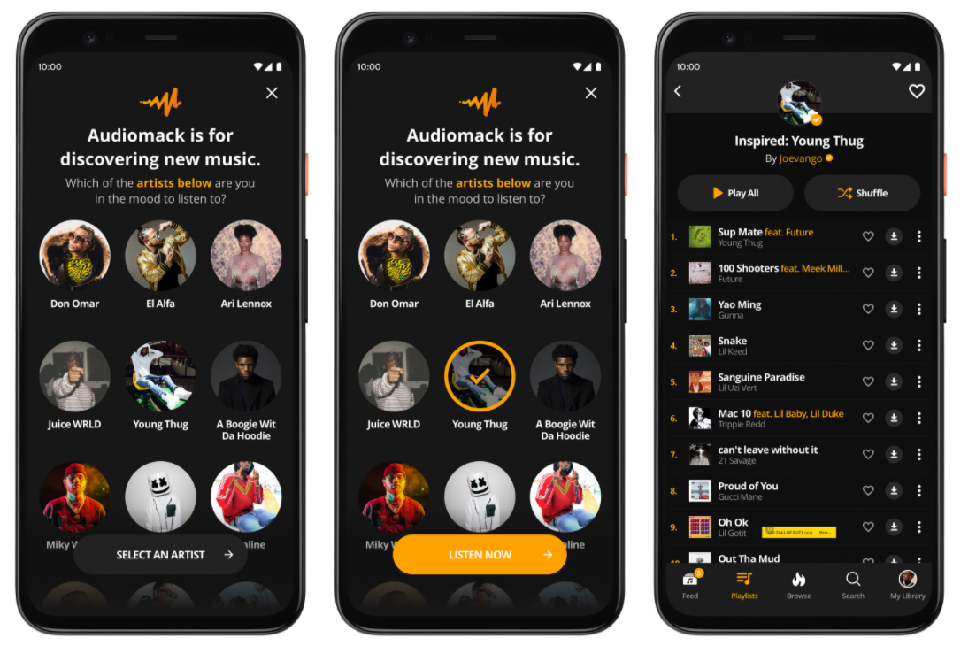 Audiomack new user flow