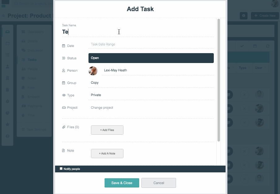 Project.co adding tasks