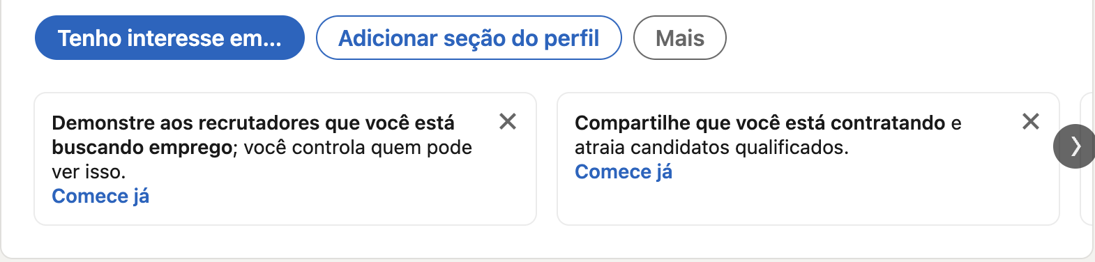 área de seções linkedin