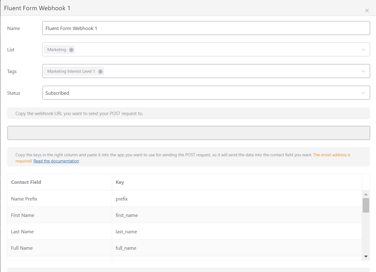 fluentcrm webhook configuration, fluentcrm incoming webhook