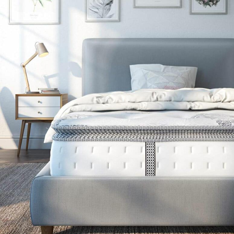 经典品牌Mercer枕头 - 顶级凉爽的凝胶记忆泡沫和interspring Hybrid 12“床垫