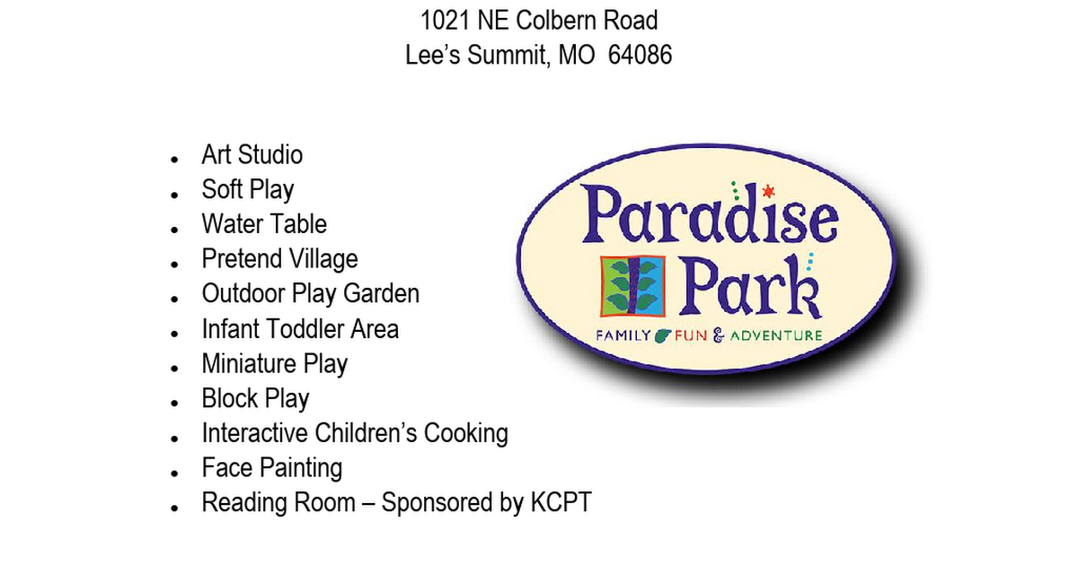 Paradise Park Flyer April 2019