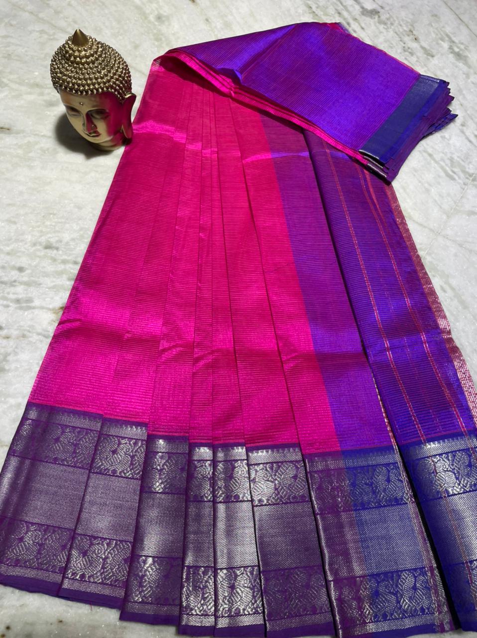 mangalagiri pure pattu by cotton kanchi border plain pattu sarees