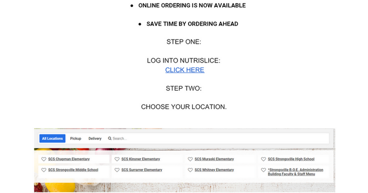 NUTRISLICE ONLINE ORDERING IS NOW AVAILABLE