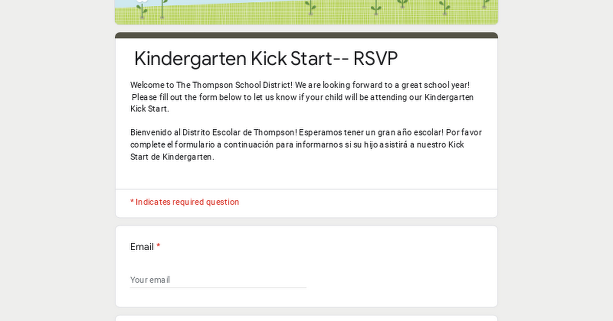 Kindergarten Kick Start-- RSVP