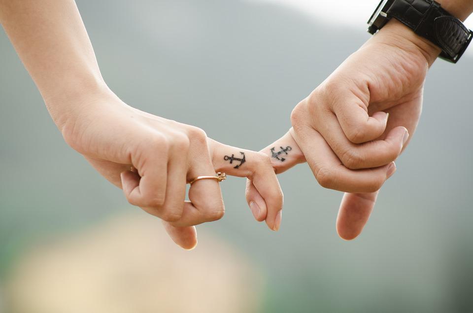 Couple, Hands, Tattoos, Fingers, Intertwined