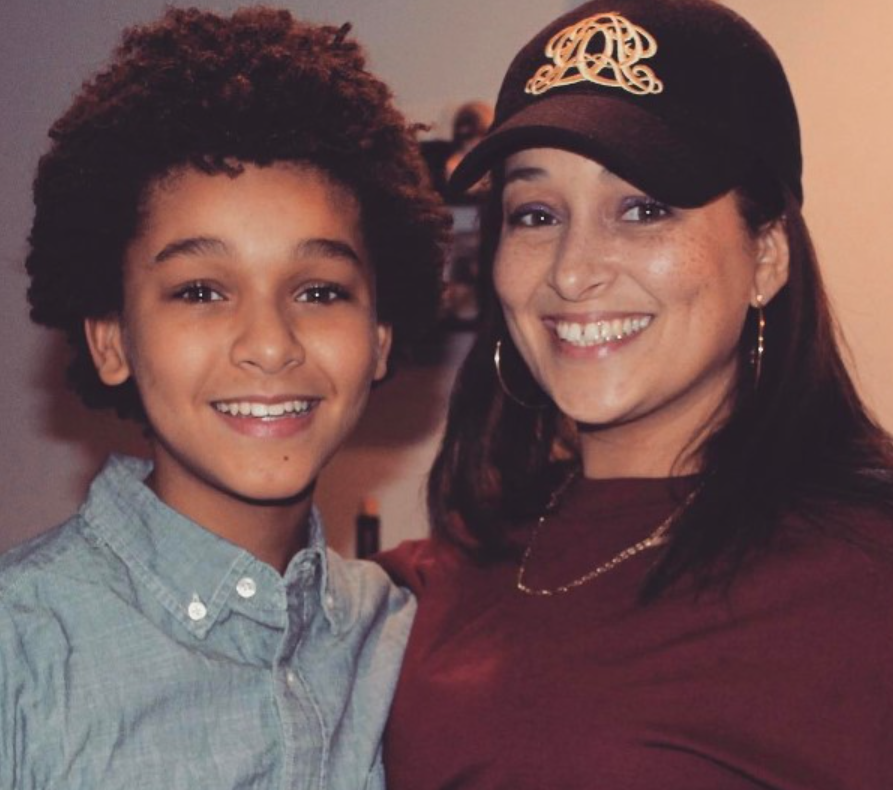 Jaden Michael with his mother