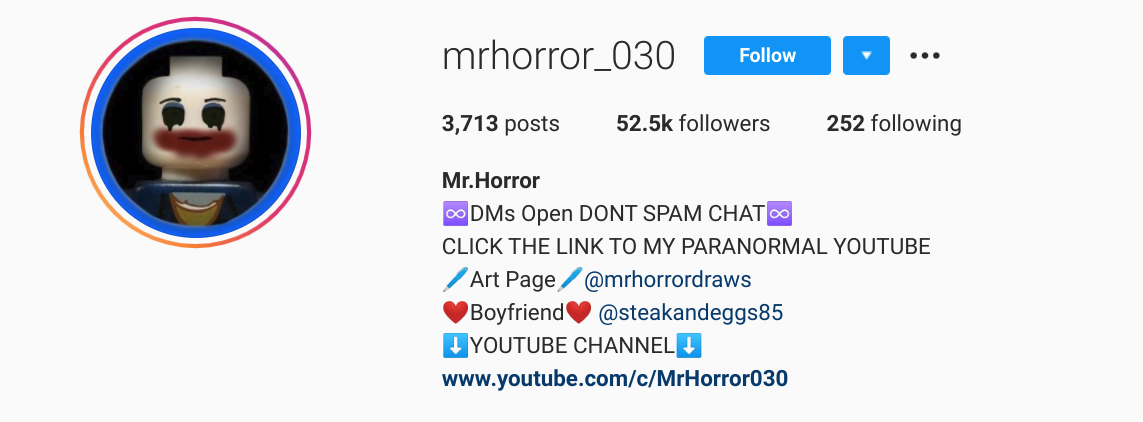 Instagram Dms open in bio example