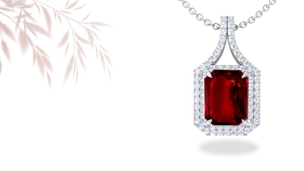 Emerald-cut Ruby Pendants