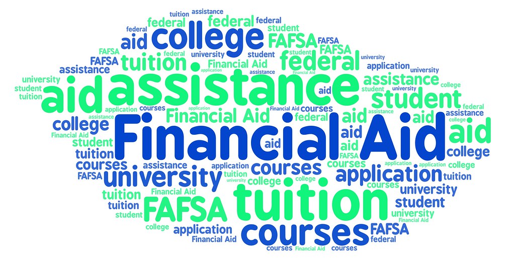 word collage of things related to college financial aid