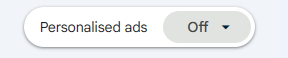 Personalized ads button toggled off on Google