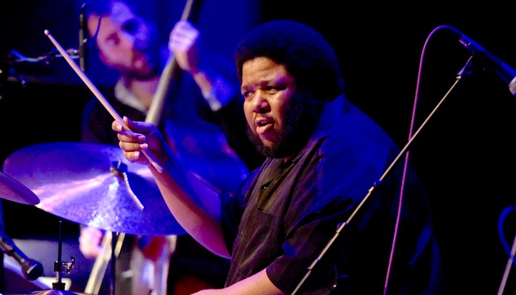 Tyshawn Sorey playing drums.