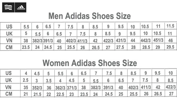 Bảng size giày Adidas
