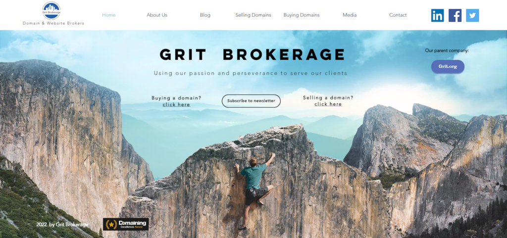 Page d'accueil du site Grit Brokerage