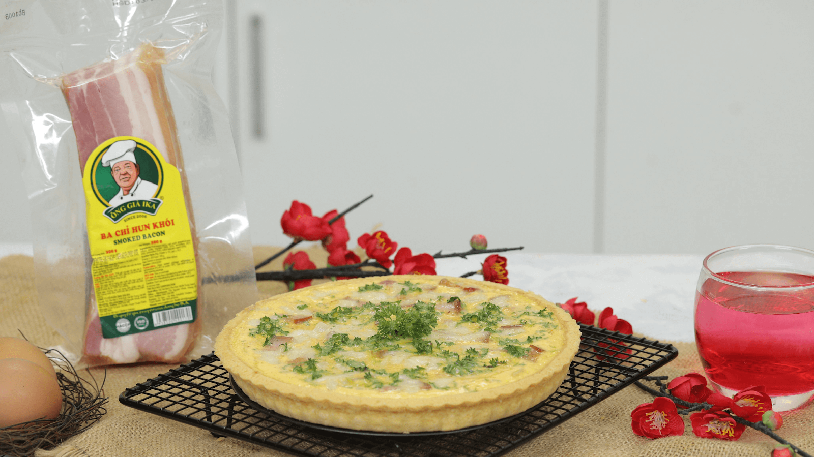 Thịt ba chỉ hun khói IKA làm bánh tart nhân mặn kiểu Pháp