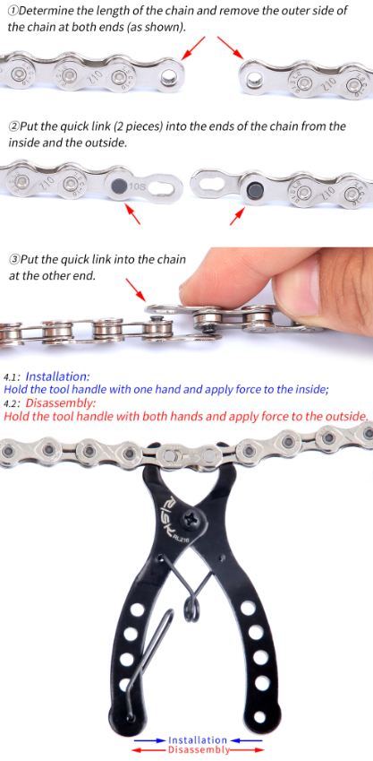 If you cannot undo the quick link by hand then a set of pliers should do the job. 