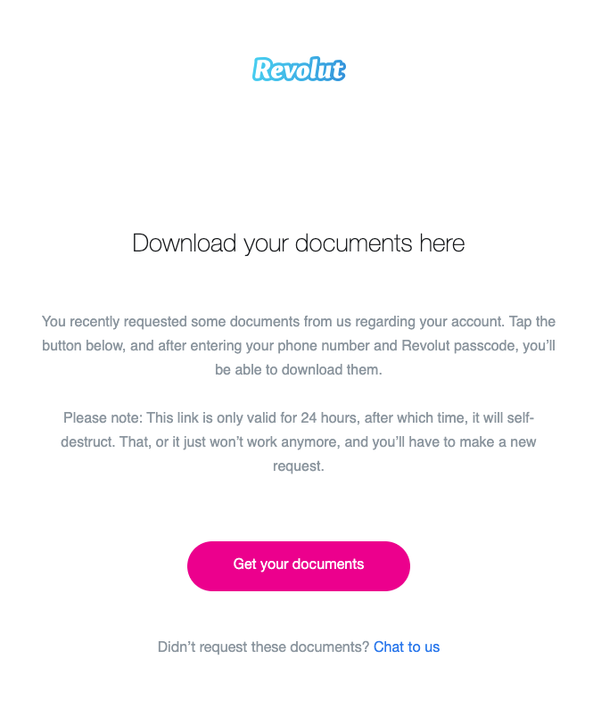 Revoulut banking email template
