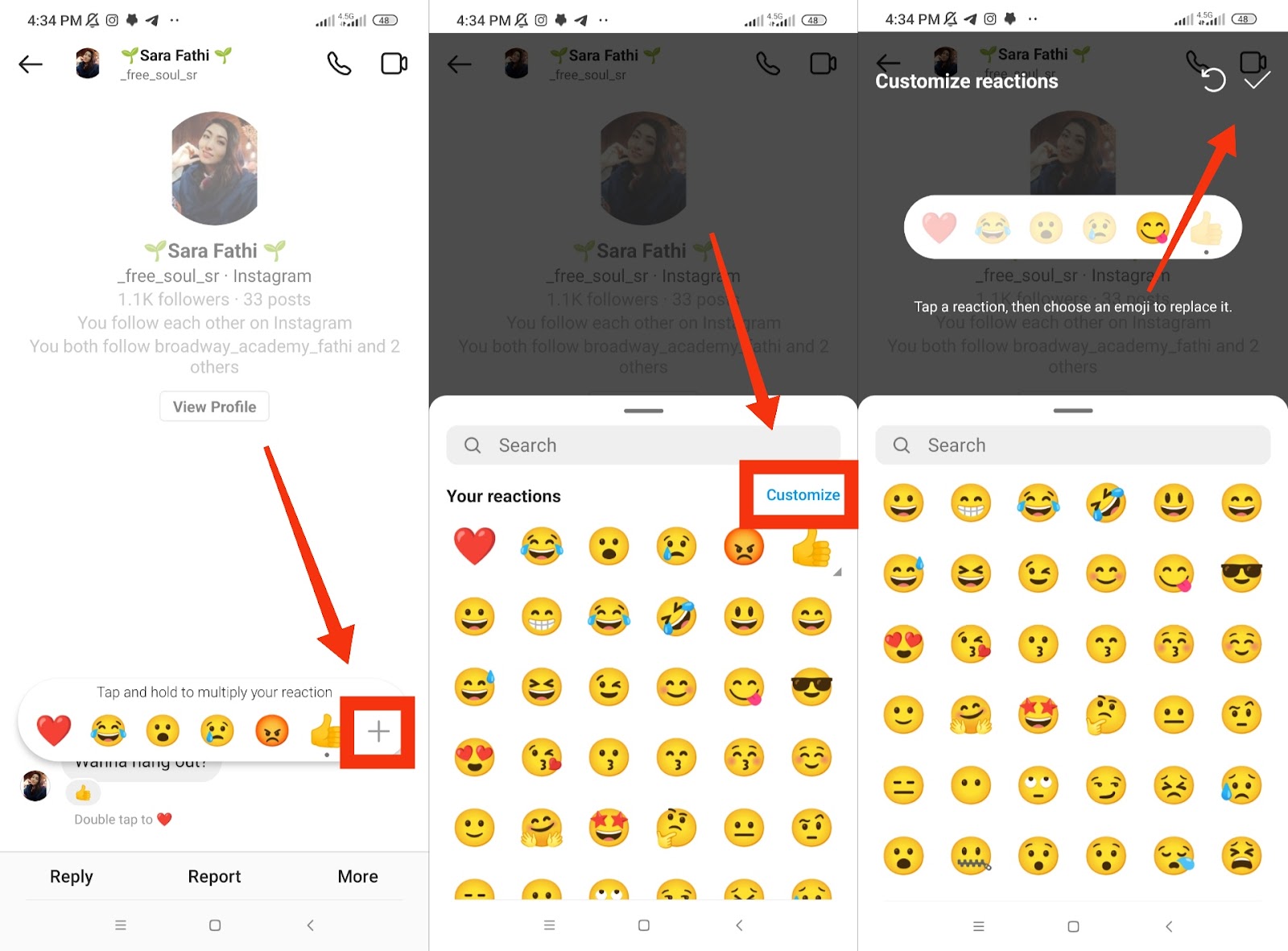 how to react with different emojis on Instagram