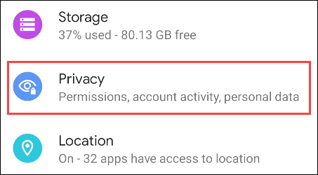 privacy in the settings