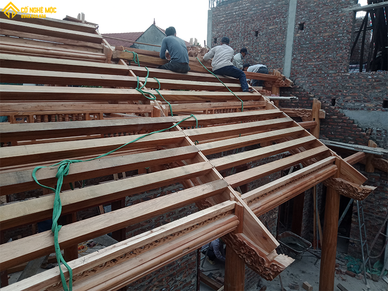 Chuyên thiết kế & thi công làm nhà gỗ mít 3 gian, 5 gian kẻ truyền Bắc Bộ đẹp + chất lượng