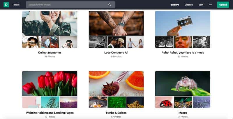 Sites de photos libres : Pexels