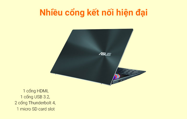 Máy tính xách tay/ Laptop Asus ZenBook Duo 14 UX482EA-KA081T (i5-1135G7) (Xanh) | Nhiều cổng kết nối hiện đại