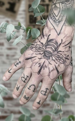 The Honey Bee Men Badass Hand Tattoo