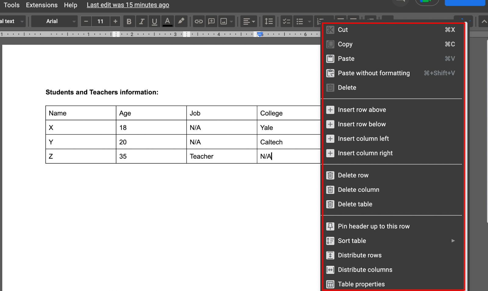 We can edit your tables on google doc