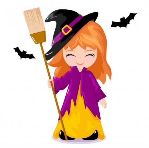 Pequeña bruja dulce | Vector Premium