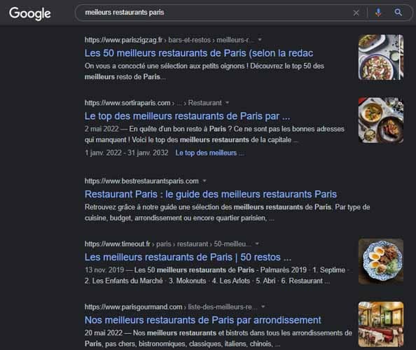 Recherche meilleurs restaurants Paris