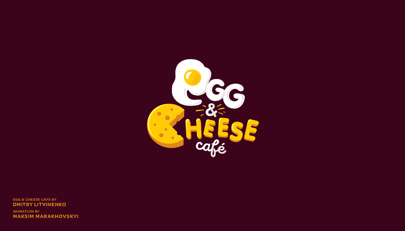egg and cheese cafe animated logo