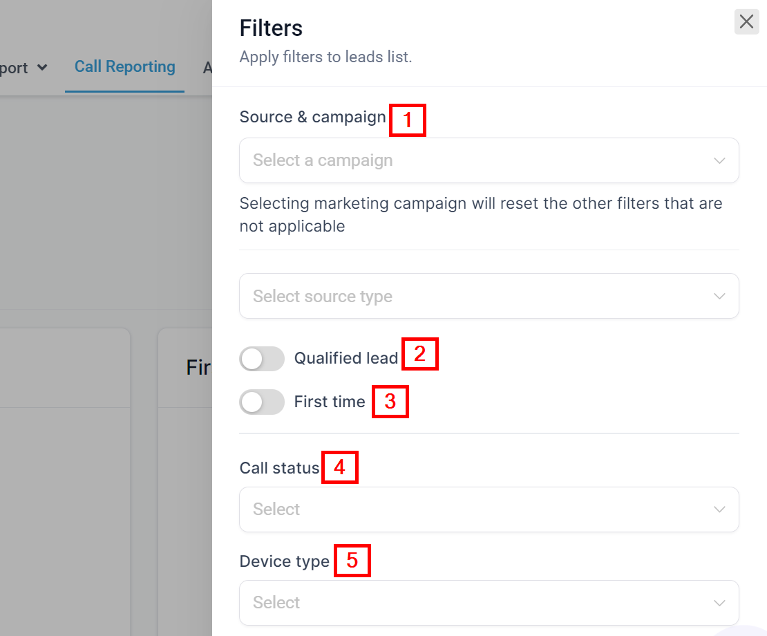 Call stats filter