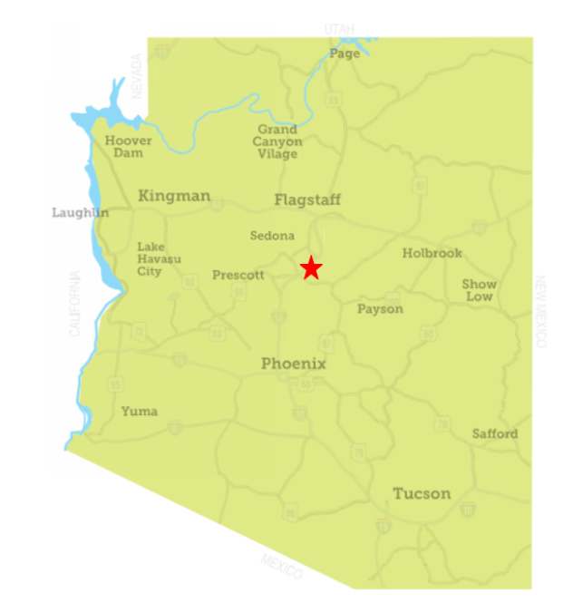 Location of Montezuma Castle National Monument within Arizona