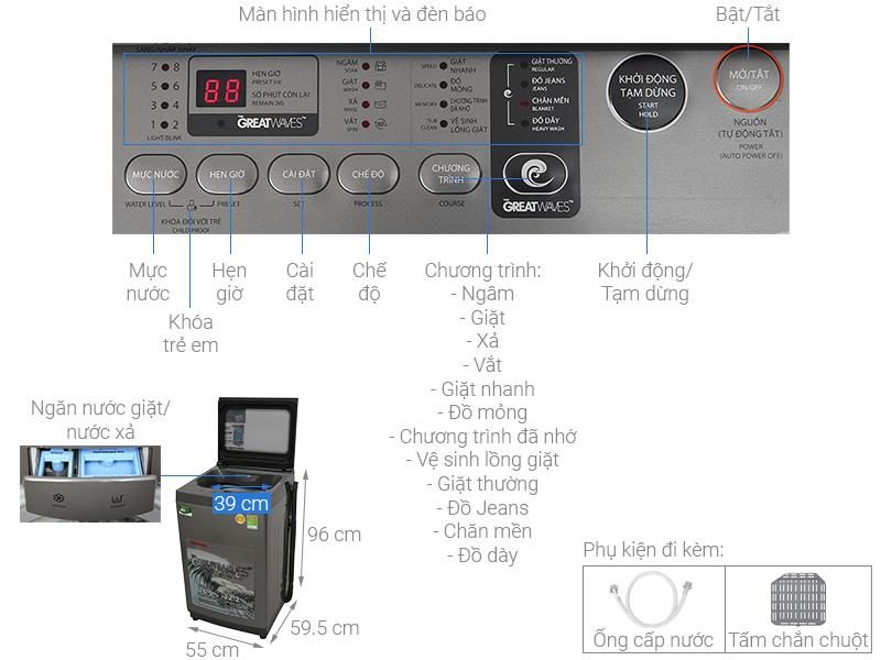 Máy giặt Toshiba 9Kg K1005FV(SG)