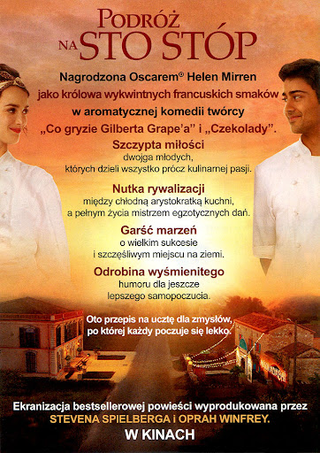 Tył ulotki filmu 'Podróż na sto stóp'
