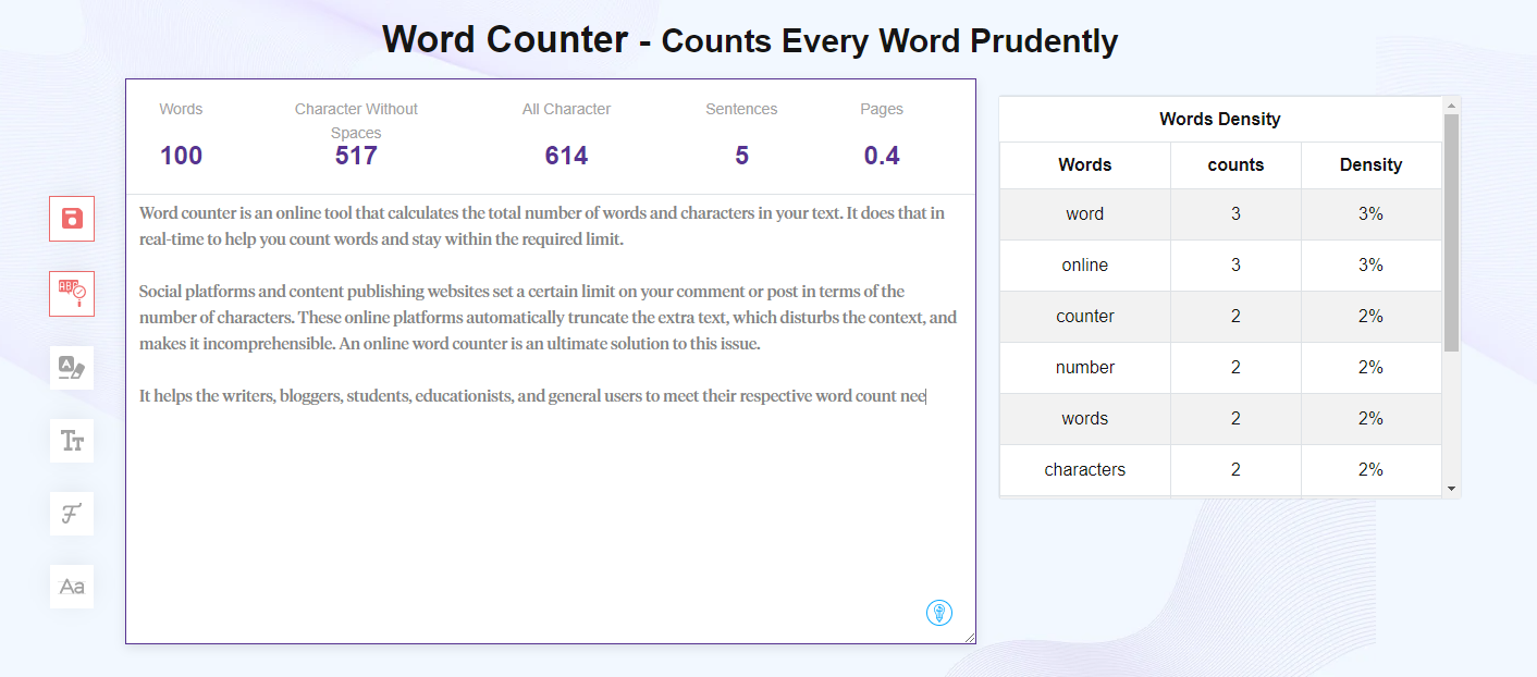 Online word counter