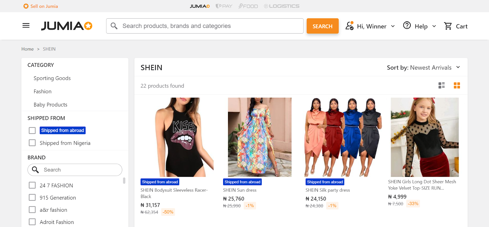 shein store on jumia