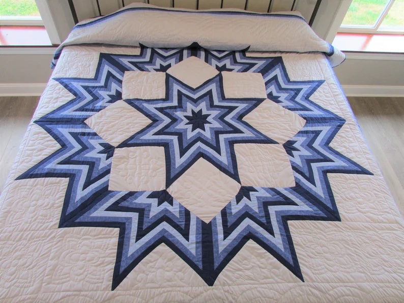 Log Cabin Broken Star Amish Quilt