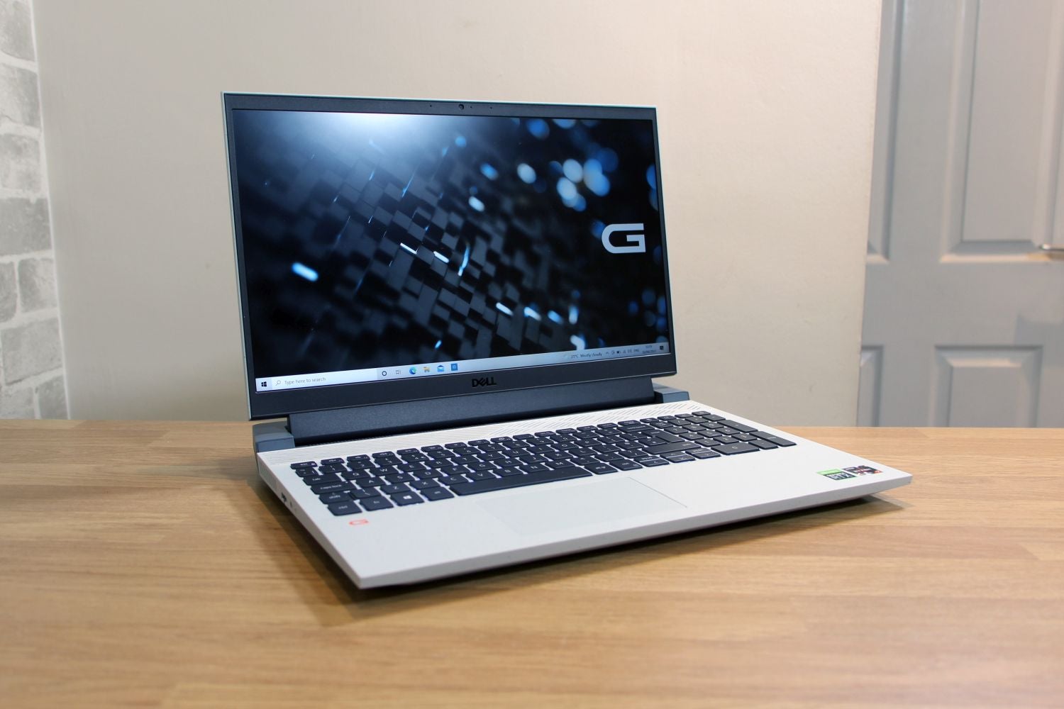 This image shows the Dell G15 5520 on the table.