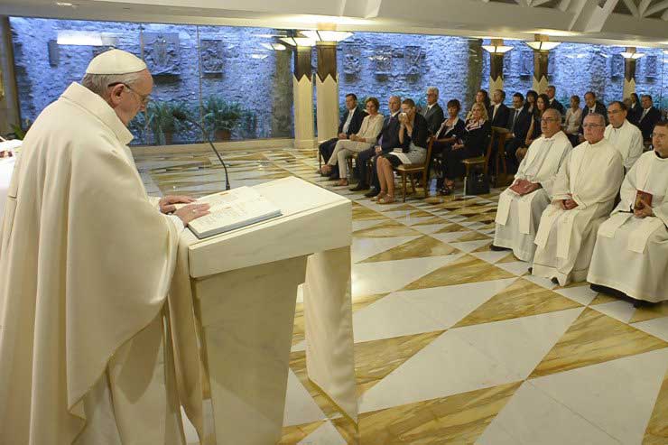 Pope Francis During Todays Mass in Santa Marta