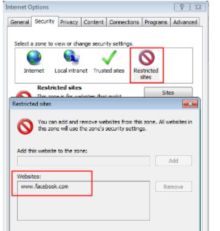 Add the URL in the Error Message to the Restricted Websites List in QuickBooks 