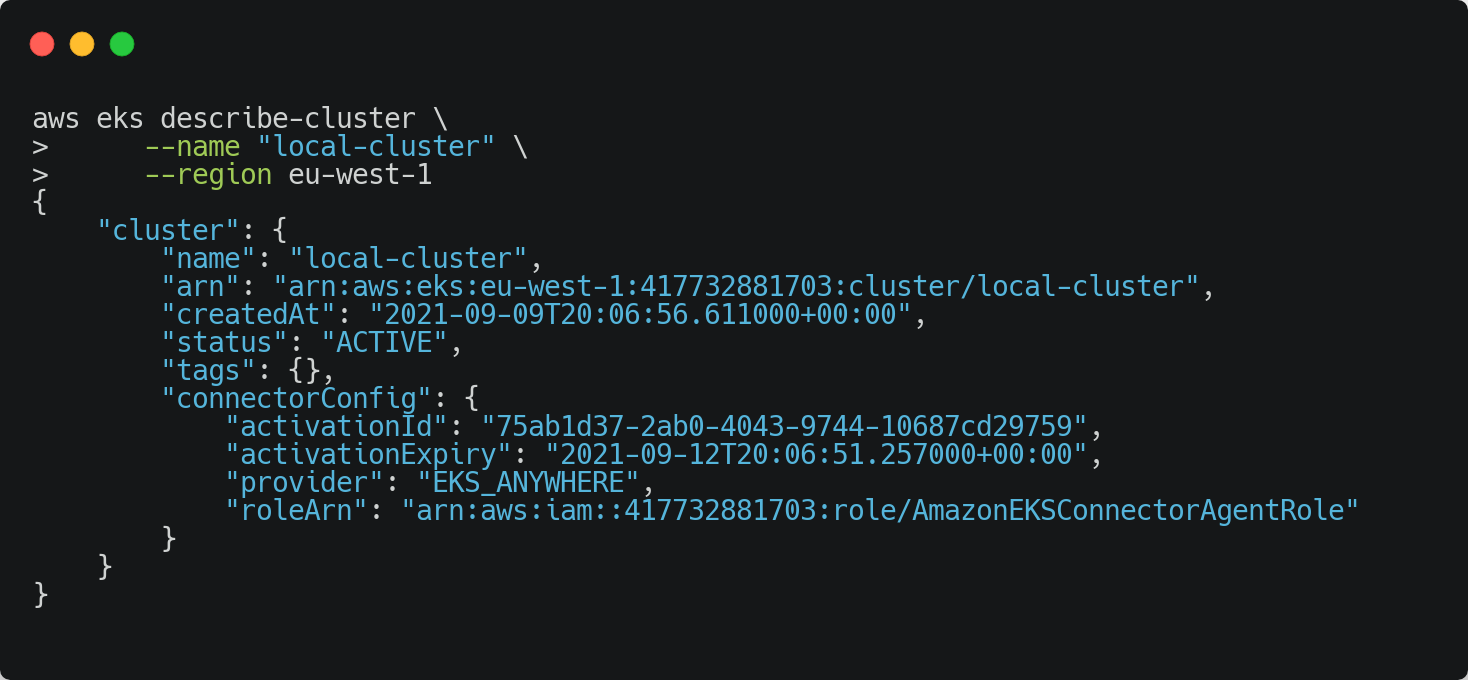 my cluster using AWS CLI