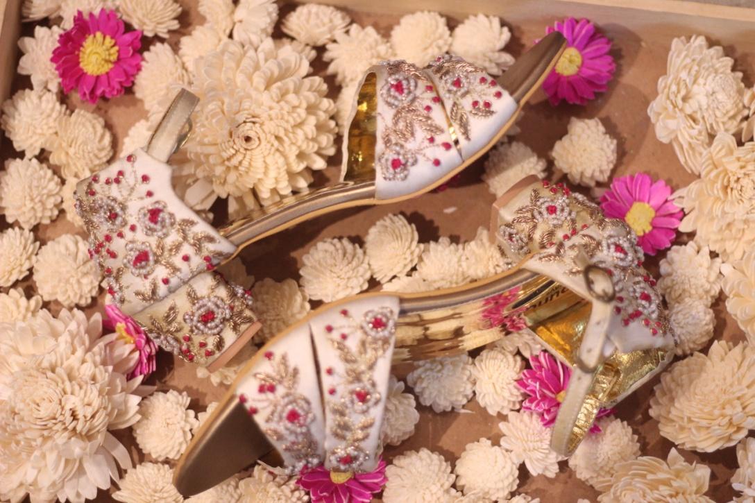 Bridal Sandals with Indian Embroidery